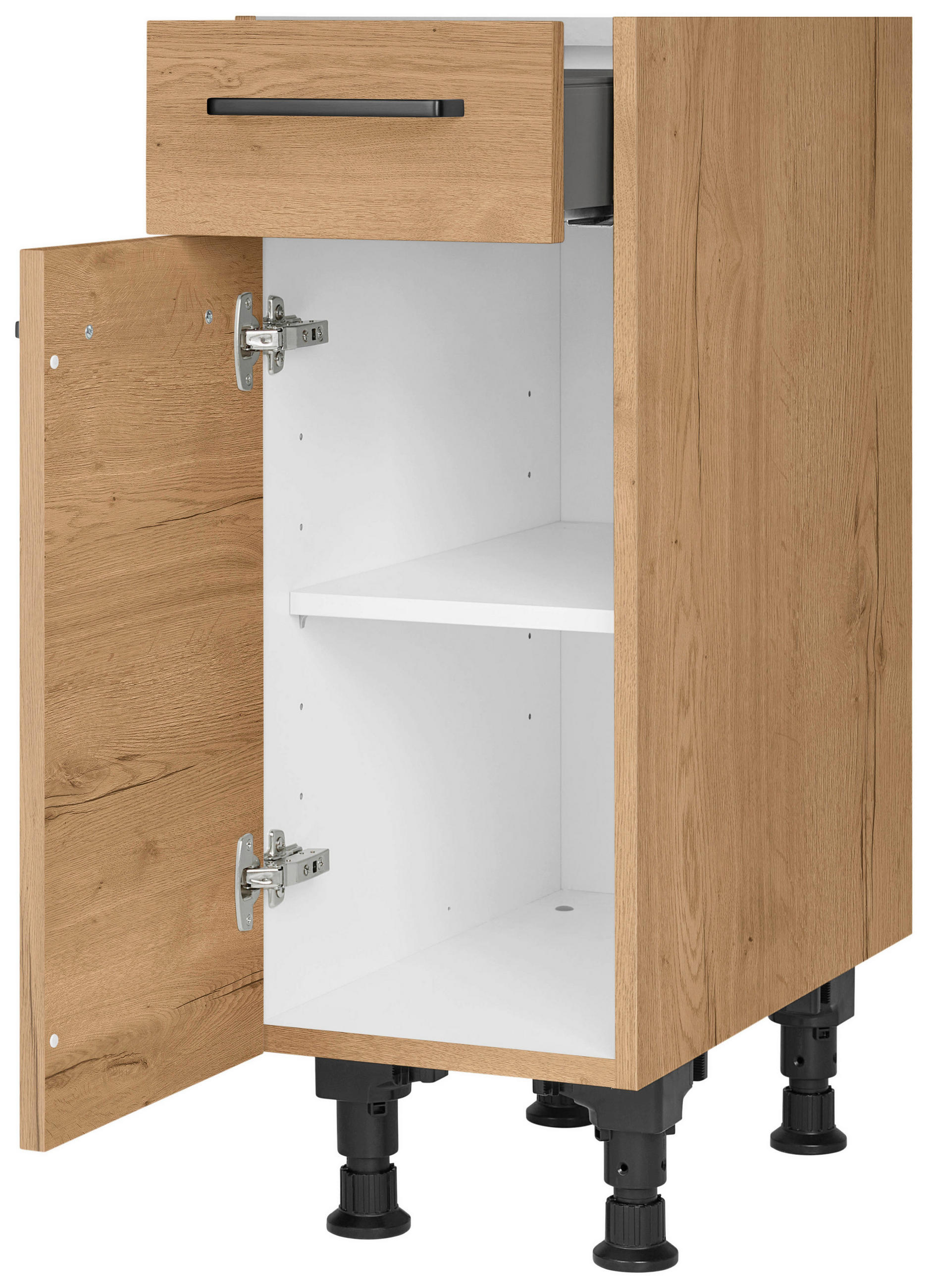 SCHUBKASTENUNTERSCHRANK 30/87/56 cm in Eichefarben - Eichefarben/Schwarz, MODERN, Holzwerkstoff/Metall (30/87/56cm) - Nobilia