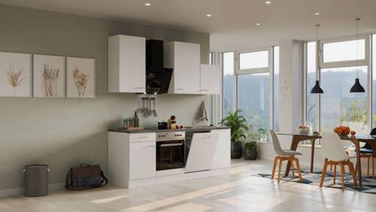 KUCHYNSKÁ LINKA LUCCA 220 - sivohnedá/biela, Modern, kompozitné drevo/plast (220cm) - FlexWell