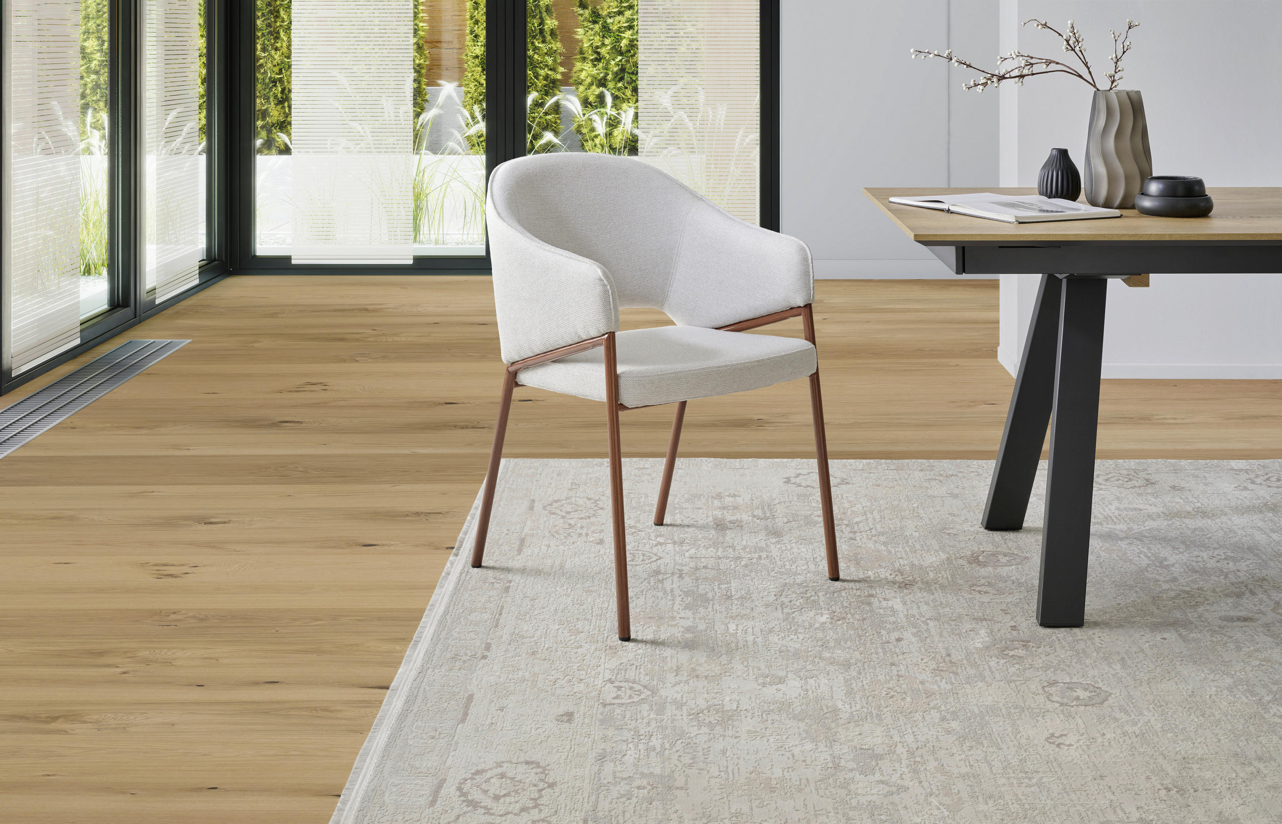 ARMLEHNSTUHL  in Eisen Webstoff  - Beige/Walnussfarben, MODERN, Textil/Metall (64/85/57cm) - MID.YOU