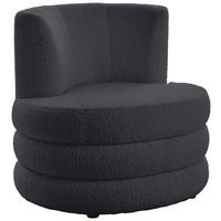 DESIGNSESSEL in Flachgewebe, Teddystoff Dunkelgrau  - Edelstahlfarben/Dunkelgrau, Trend, Textil/Metall (90/82/85cm) - Livetastic