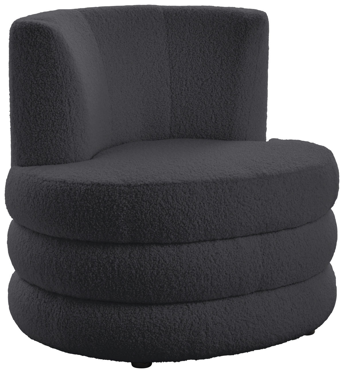 DESIGNSESSEL in Flachgewebe, Teddystoff Dunkelgrau  - Edelstahlfarben/Dunkelgrau, Trend, Textil/Metall (90/82/85cm) - Livetastic