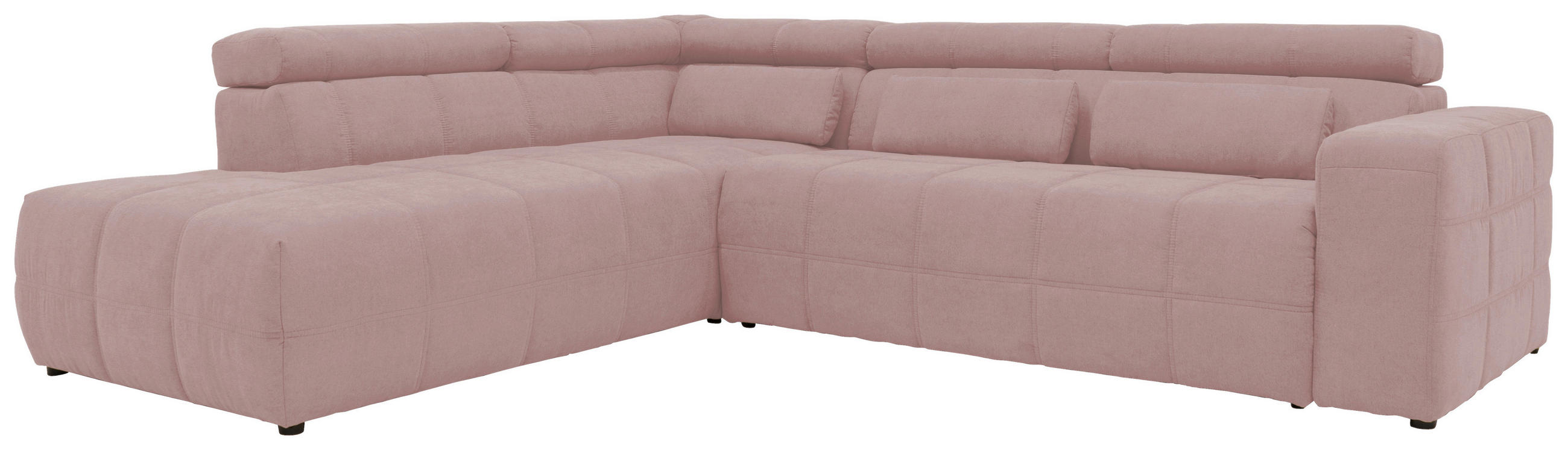 ECKSOFA Rosa Mikrofaser  - Schwarz/Rosa, Design, Kunststoff/Textil (228/275cm) - MID.YOU