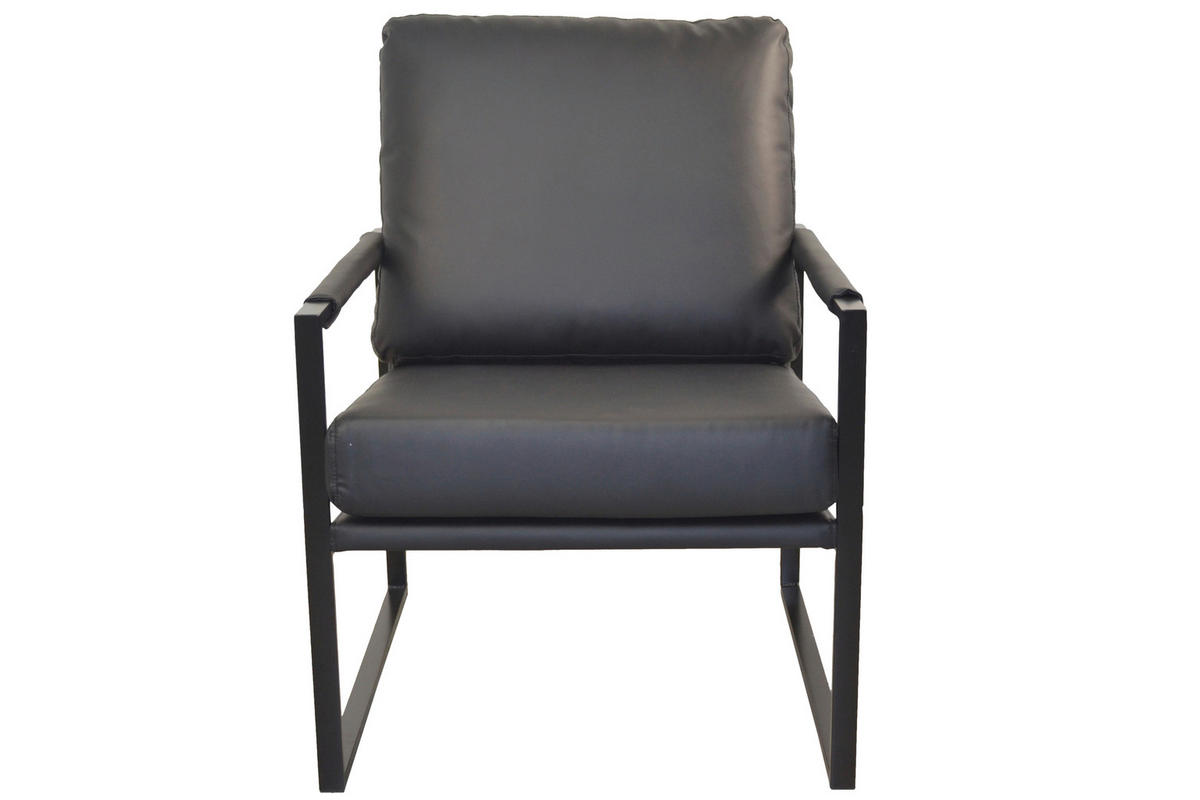 LOUNGESESSEL Lederlook Schwarz    - Schwarz, Design, Textil/Metall (65/90/81cm) - MID.YOU