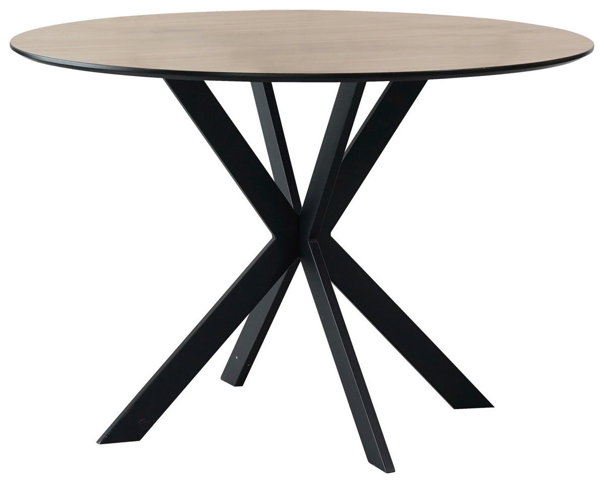 ESSTISCH in Metall, Holzwerkstoff  - Eichefarben/Schwarz, KONVENTIONELL, Holzwerkstoff/Metall (110/75/110cm) - P & B