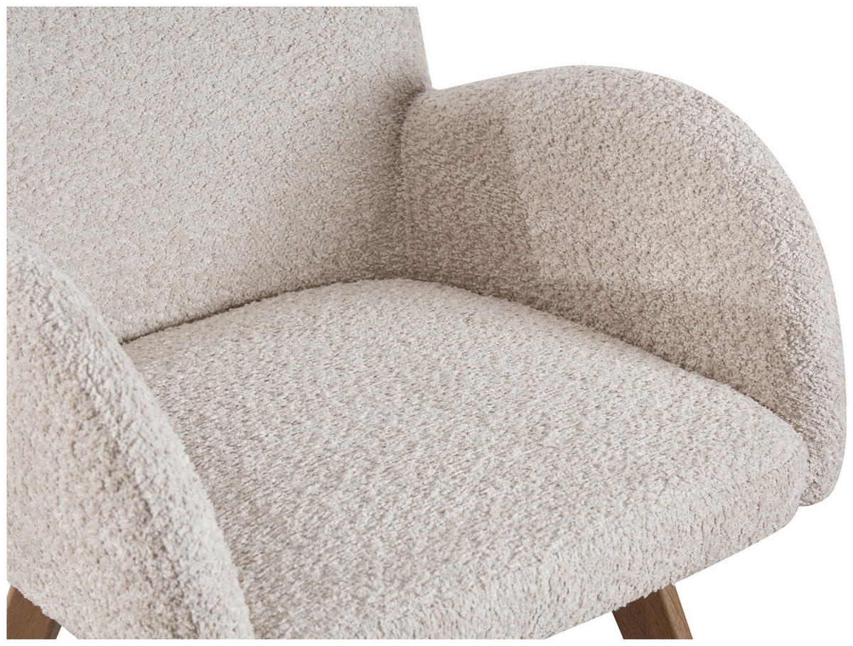 SCAUN CU BRAțE in culoare lemn stejar, bej  - bej/culoare lemn stejar, Modern, metal/textil (57/85/63cm) - MID.YOU