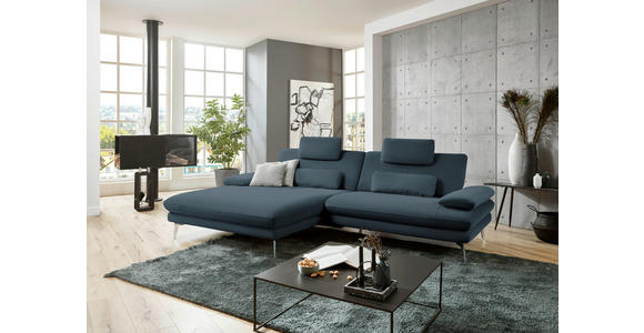 ECKSOFA in Webstoff Dunkelblau  - Schwarz/Dunkelblau, Design, Textil/Metall (184/284cm) - Dieter Knoll