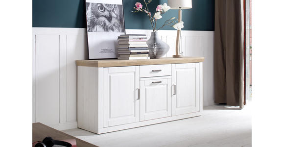 SIDEBOARD Brixen in 183/85/50 cm - Eichefarben/Schwarz, Basics, Holzwerkstoff/Metall (183/85/50cm) - Landscape