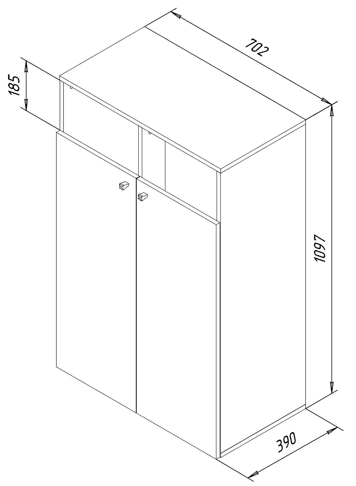 WÄSCHESCHRANK 80/110/39 cm  in Weiß  - Weiß/Grau, MODERN, Holzwerkstoff/Kunststoff (80/110/39cm) - MID.YOU