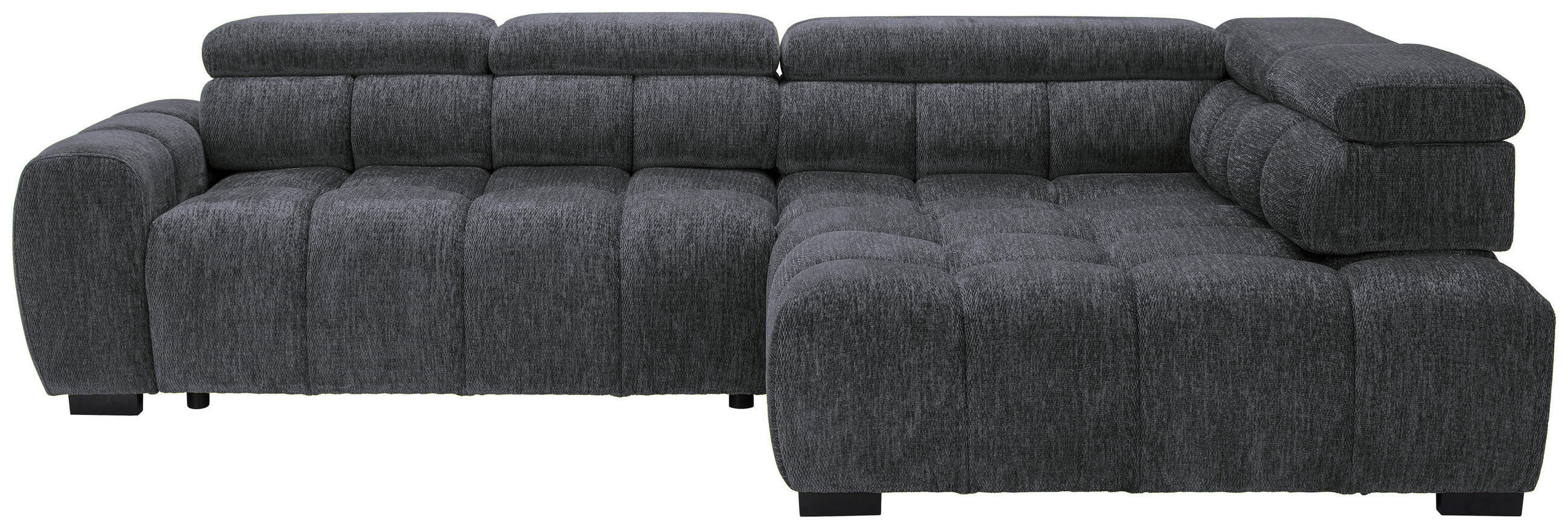 ECKSOFA inkl. Funktionen Blaugrau Webstoff  - Blaugrau/Schwarz, MODERN, Kunststoff/Textil (297/205cm) - Welnova