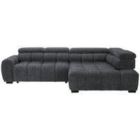 ECKSOFA inkl. Funktionen Blaugrau Webstoff  - Blaugrau/Schwarz, MODERN, Kunststoff/Textil (297/205cm) - Welnova