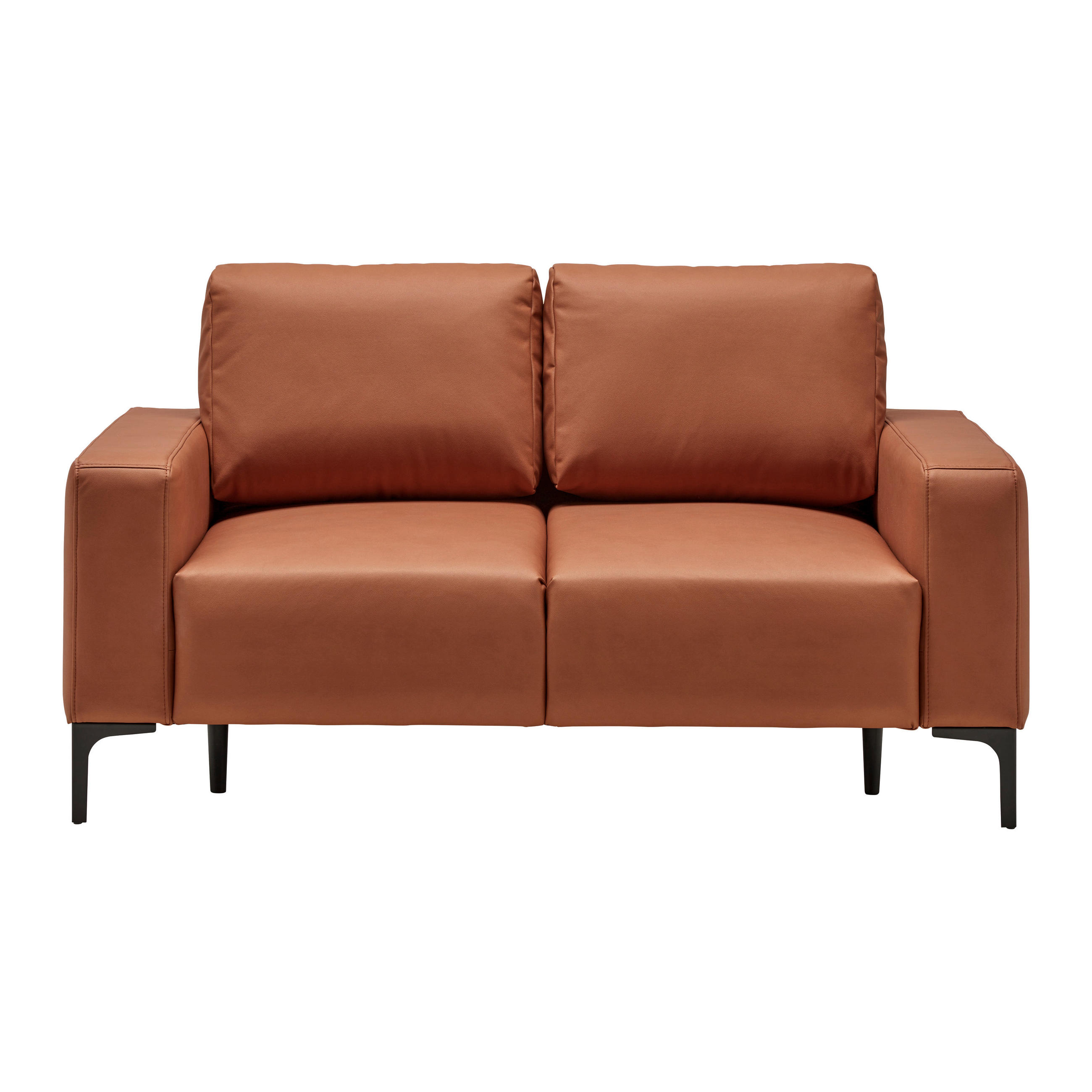 2-SITZER-SOFA in Lederlook (vegan) Cognac  - Cognac/Rostfarben, Modern, Textil/Metall (150/85/92cm) - MID.YOU
