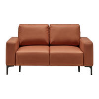 2-SITZER-SOFA in Lederlook (vegan) Cognac  - Cognac/Rostfarben, Modern, Textil/Metall (150/85/92cm) - MID.YOU