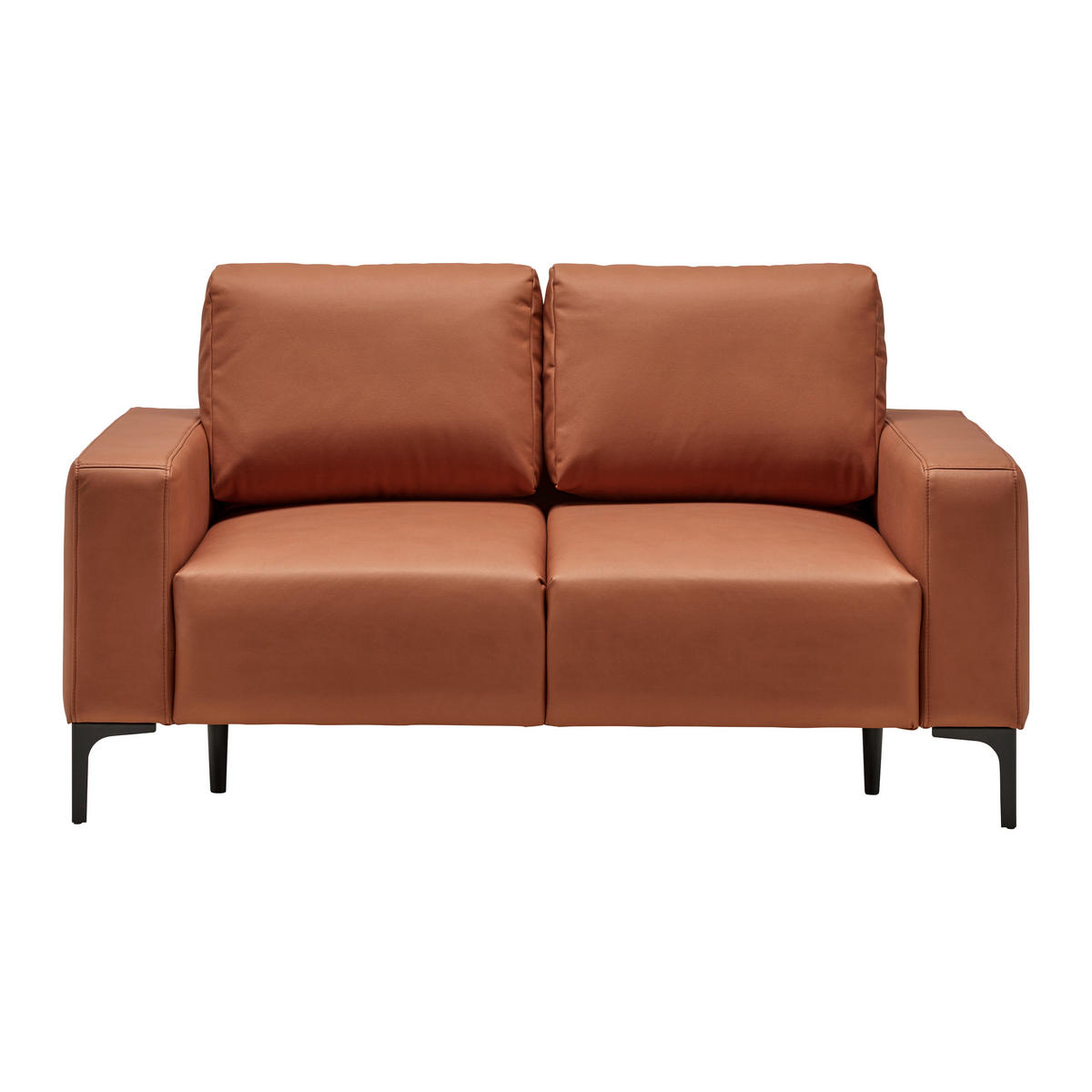 2-SITZER-SOFA in Lederlook (vegan) Cognac  - Cognac/Rostfarben, Modern, Textil/Metall (150/85/92cm) - MID.YOU