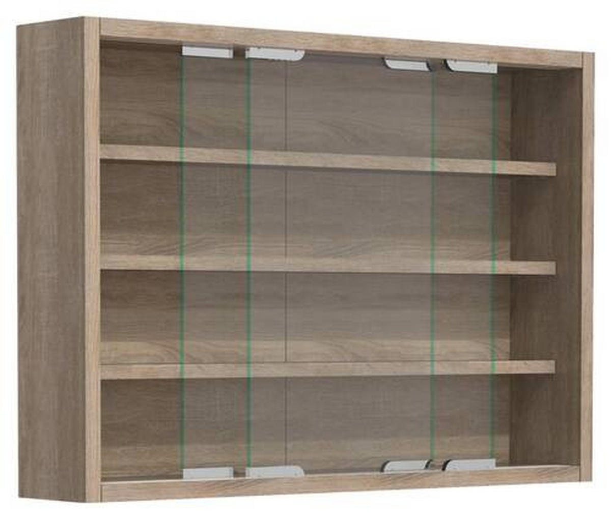 HÄNGEVITRINE in Sonoma Eiche  - Silberfarben/Sonoma Eiche, Modern, Glas/Holzwerkstoff (57/40/10cm) - MID.YOU