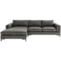 ECKSOFA Packo in Lederlook, Flachgewebe Olivgrün  160/265 cm  - Schwarz/Olivgrün, Design, Textil/Metall (160/265cm) - Livetastic