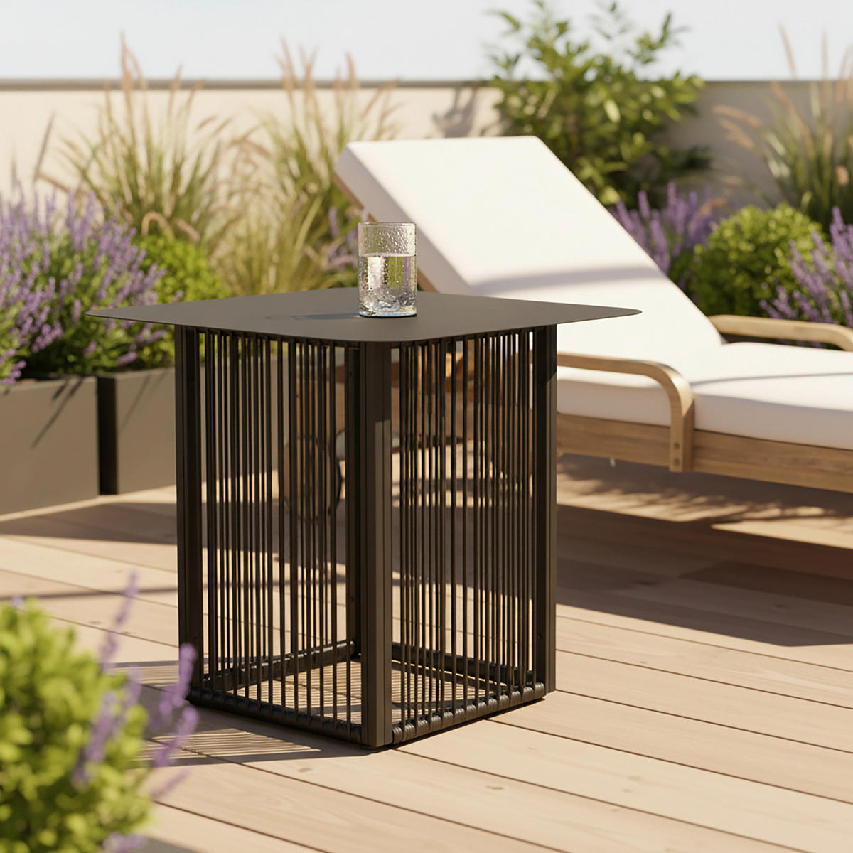 POMOĆNI STOČIĆ ZA BAŠTU 55/47/55 cm  - crna, Moderno, metal/plastika (55/47/55cm) - Bessagi Garden