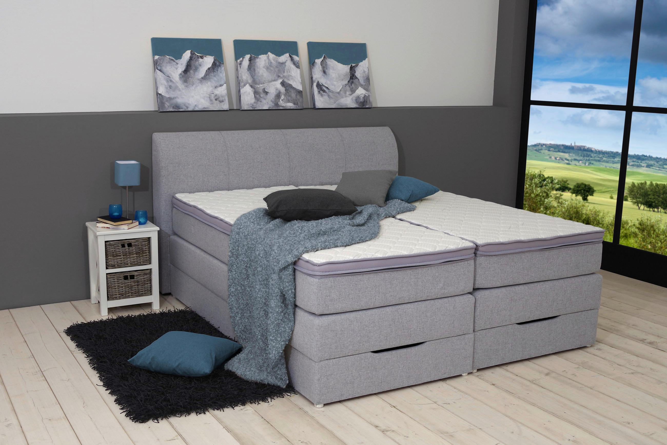 BOXSPRINGBETT 180/200 cm  in Silberfarben  - Silberfarben, KONVENTIONELL, Textil (180/200cm) - Carryhome