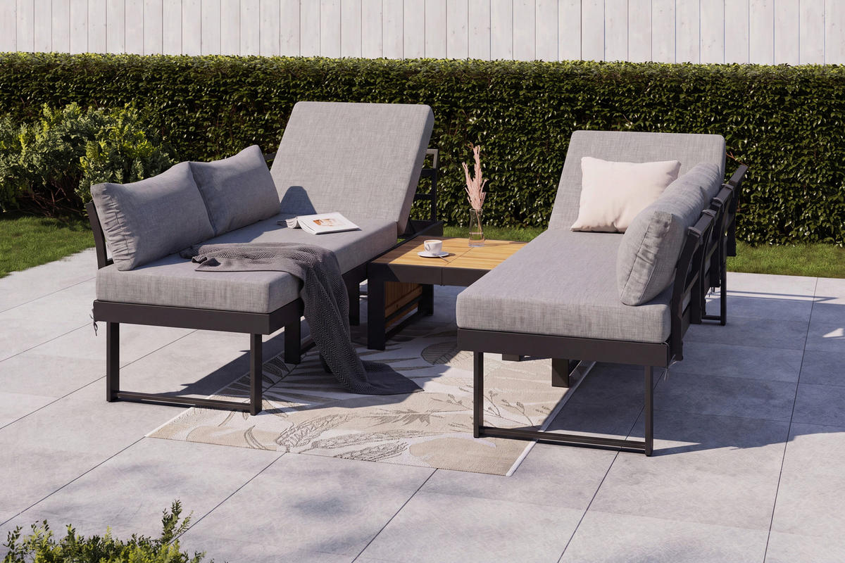 LOUNGEGARNITUR 311/246 cm Akazie Aluminium  - Anthrazit/Grau, Lifestyle, Holz/Textil (311/246cm) - Ambia Garden