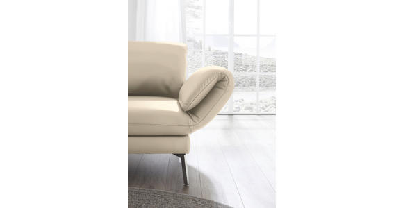 RÉCAMIERE in Echtleder Creme - Chromfarben/Creme, Design, Leder/Metall (209/85-109/95-16cm) - Dieter Knoll