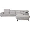 ECKSOFA in Velours Grau  299/264 cm  - Schwarz/Grau, Design, Textil/Metall (299/264cm) - Novel