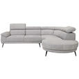 ECKSOFA in Velours Grau  - Schwarz/Grau, Design, Textil/Metall (299/264cm) - Novel