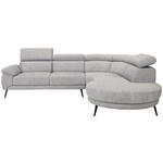 ECKSOFA Grau Velours  - Schwarz/Grau, Design, Textil/Metall (299/264cm) - Novel