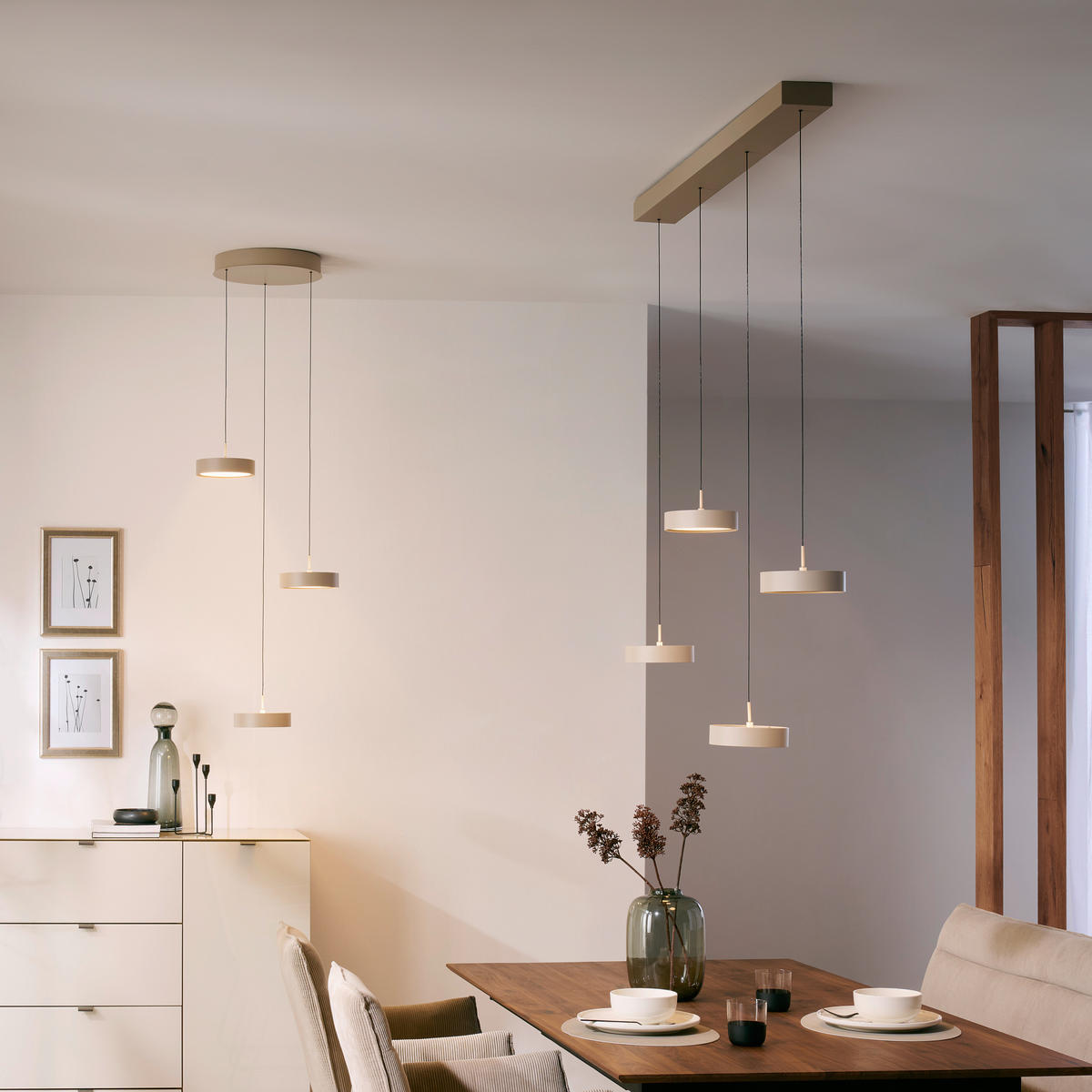 LED-HÄNGELEUCHTE Bellevue 46.5/180 cm   - Sandfarben, Design, Metall (46.5/180cm) - Dieter Knoll