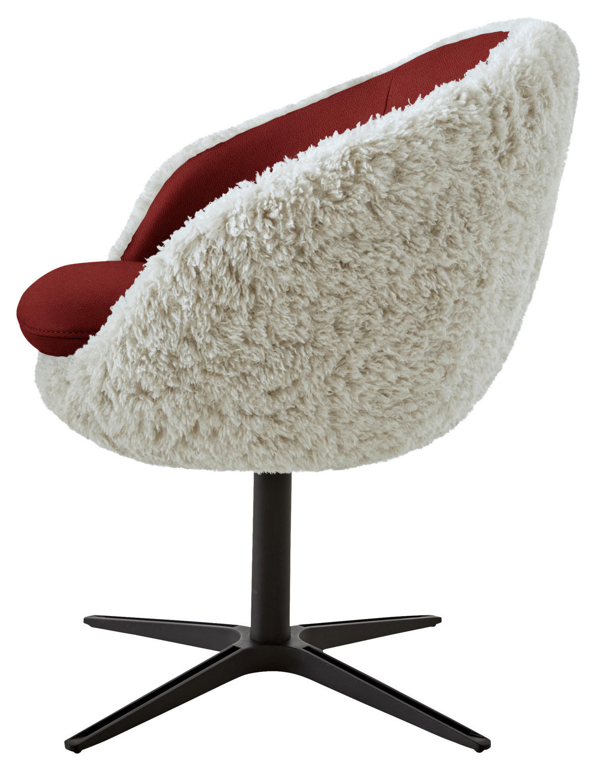 ARMLEHNSTUHL  Beinauswahl, Lederauswahl, Stoffauswahl, Sitzfläche 360° drehbar Hochflor Kombination Echtleder/Stoff  - Beige/Weinrot, Design, Leder/Textil (65/81/61cm) - Koinor