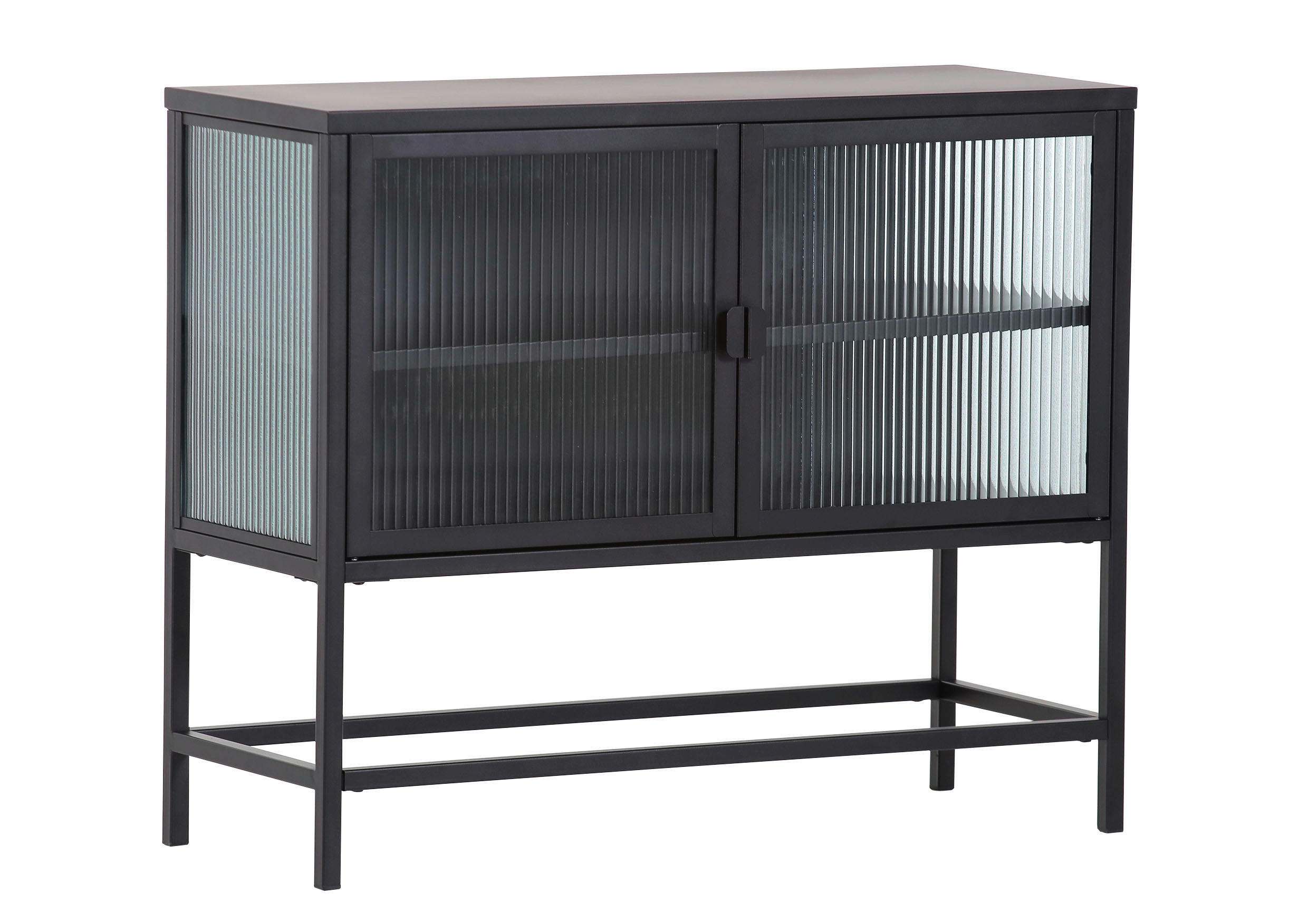 Comodă Înaltă 90/75/36 cm  - negru, Basics, sticlă/metal (90/75/36cm) - Livetastic