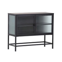 Comodă Înaltă 90/75/36 cm  - negru, Basics, sticlă/metal (90/75/36cm) - Livetastic