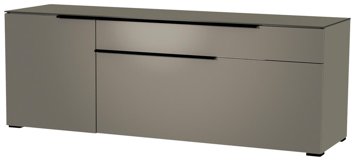 LOWBOARD Grau, Schwarz  160/58/45 cm  - Schwarz/Grau, Design, Glas/Holzwerkstoff (160/58/45cm) - Moderano