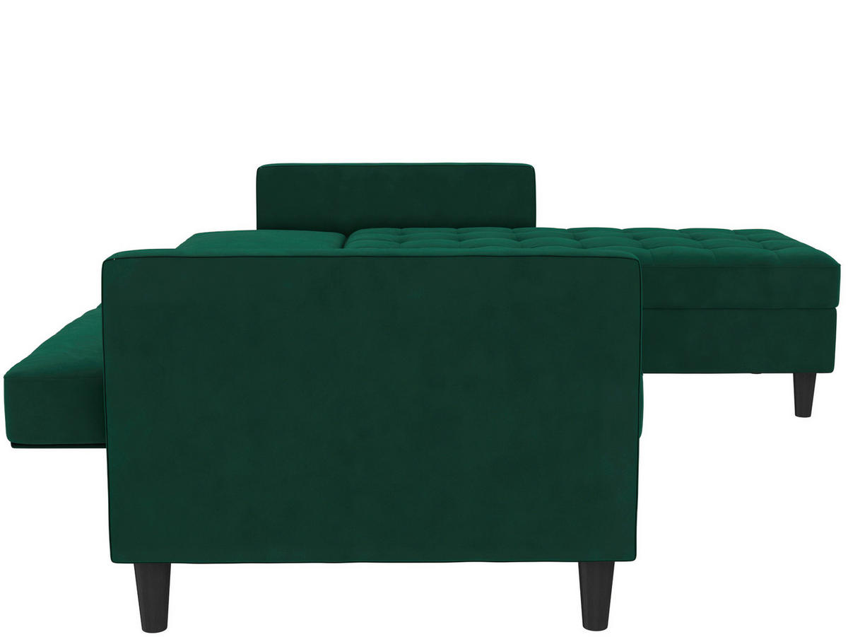 ECKSOFA PALERMO in Velours Dunkelgrün  - Dunkelgrün/Schwarz, Basics, Kunststoff/Textil (213/154cm) - Livetastic