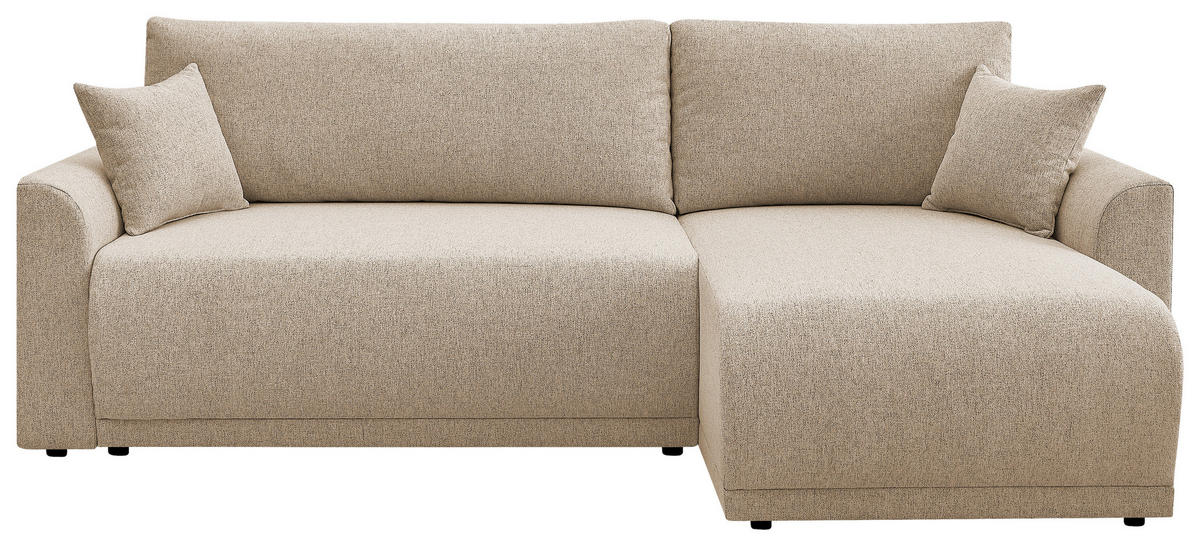 ECKSOFA KIMMY Beige Flachgewebe Zierkissen, Rückenkissen, Bettkasten  - Beige/Schwarz, Design, Kunststoff/Textil (233/146cm) - P & B