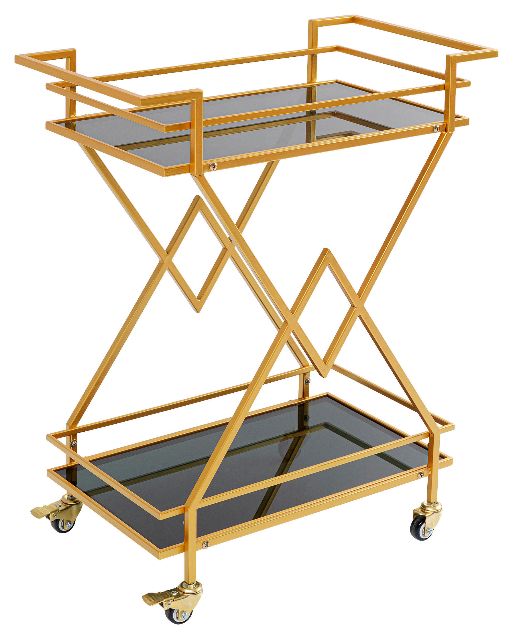 SERVIERWAGEN in Messingfarben  - Messingfarben, Design, Glas/Kunststoff (65/35,5/79cm) - Kare-Design