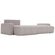 ECKSOFA Hellgrau Cord Rückenkissen, Bettkasten, Schlaffunktion, Rücken echt, Liegefläche im Originalstoff  - Hellgrau/Schwarz, MODERN, Kunststoff/Textil (150/245cm) - Carryhome
