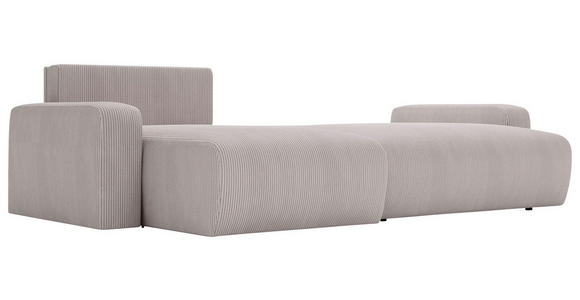 ECKSOFA Hellgrau Cord Rückenkissen, Bettkasten, Schlaffunktion, Rücken echt, Liegefläche im Originalstoff  - Hellgrau/Schwarz, MODERN, Kunststoff/Textil (150/245cm) - Carryhome