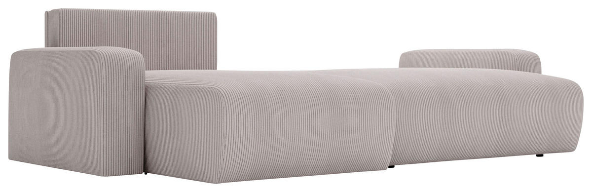 ECKSOFA in Cord Hellgrau  - Hellgrau/Schwarz, Modern, Kunststoff/Textil (150/245cm) - Carryhome