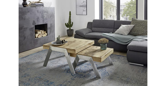 COUCHTISCH in Holz, Metall 67,5/65/35 cm  - Edelstahlfarben/Eichefarben, Basics, Holz/Metall (67,5/65/35cm) - Venda