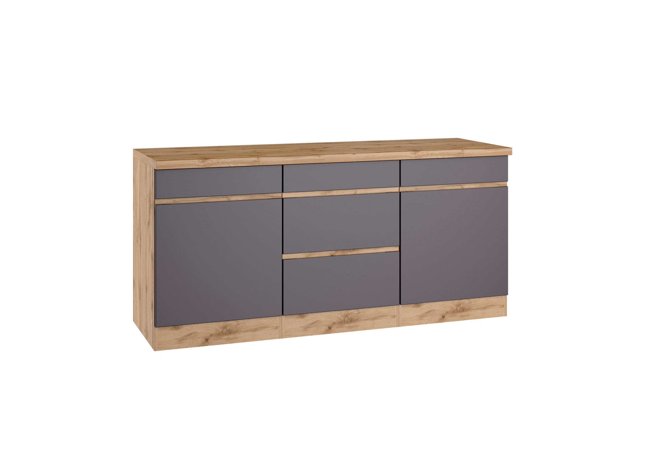 KÜCHENUNTERSCHRANK 180/86/60 cm  in Grau, Eiche Wotan  - Eiche Wotan/Grau, Design, Holzwerkstoff (180/86/60cm) - Held