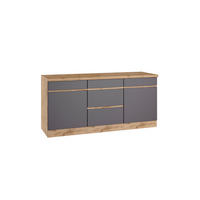 KÜCHENUNTERSCHRANK 180/86/60 cm  in Grau, Eiche Wotan  - Eiche Wotan/Grau, Design, Holzwerkstoff (180/86/60cm) - Held