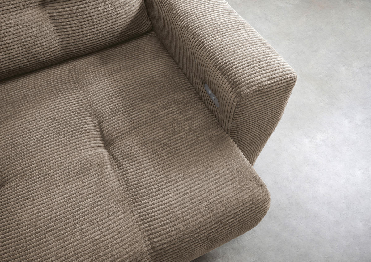 ECKSOFA in Cord Graubraun  - Graubraun/Schwarz, Modern, Holz/Textil (177/246cm) - MID.YOU