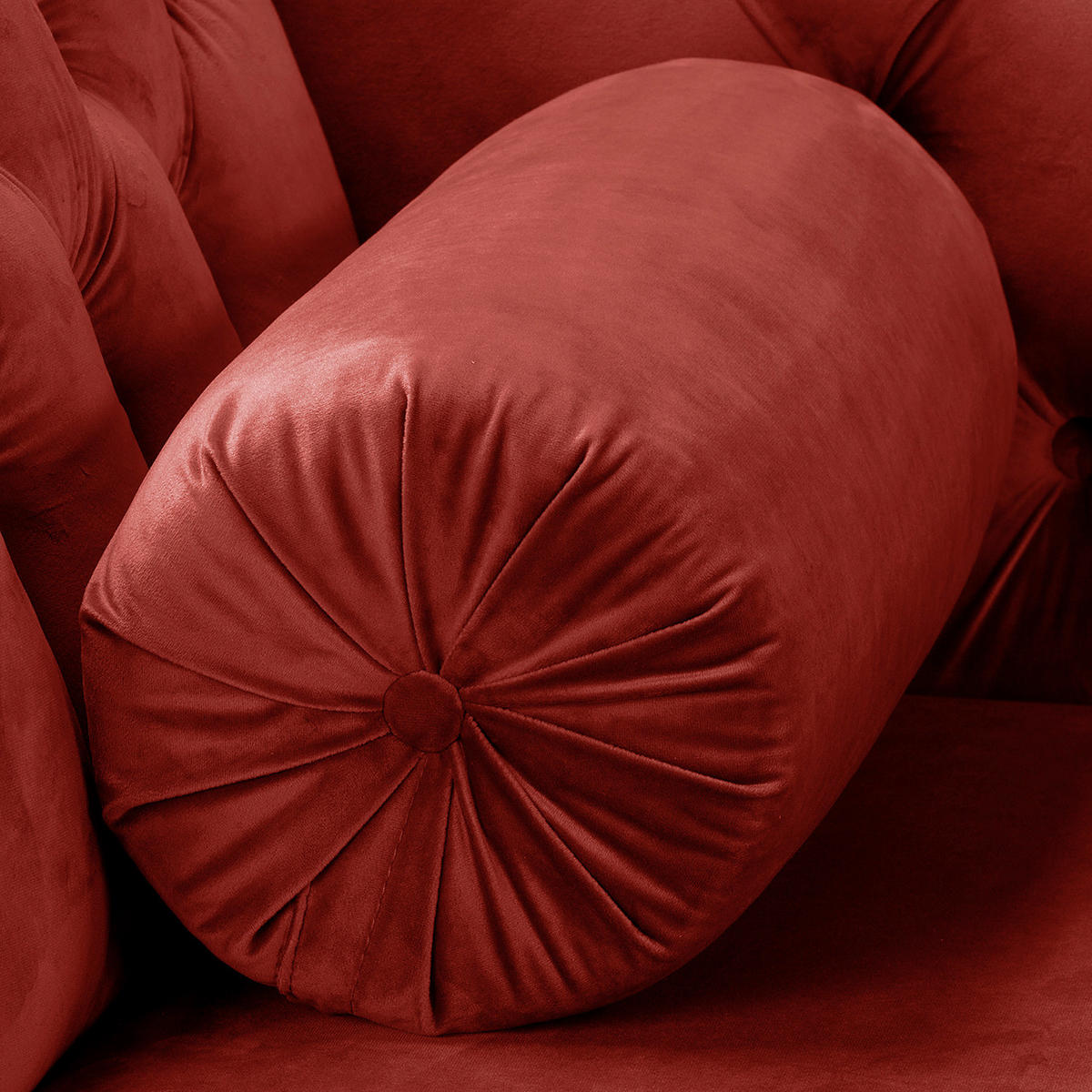 RÉCAMIERE Samt Bordeaux  - Bordeaux/Braun, Design, Holz/Textil (185/93/75cm) - Livetastic