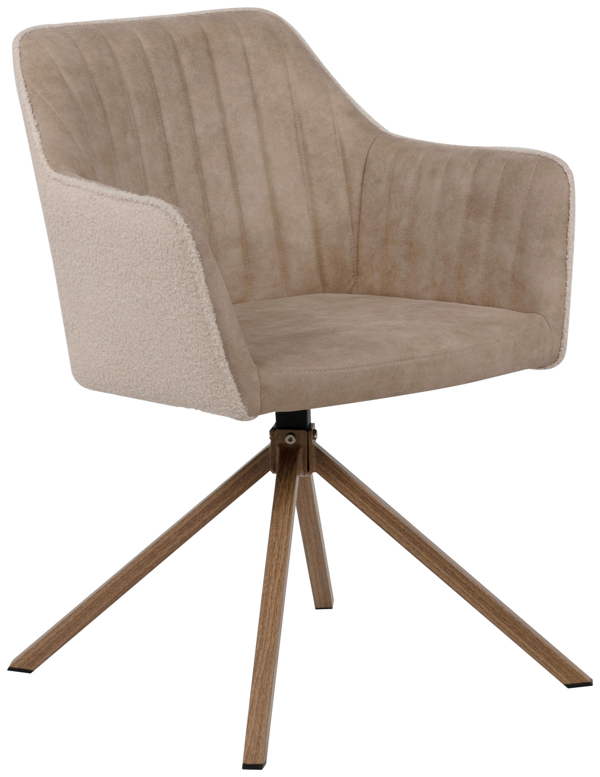 ARMLEHNSTUHL  in Lederlook  - Eichefarben/Beige, KONVENTIONELL, Textil/Metall (58,5/81/60cm) - MID.YOU