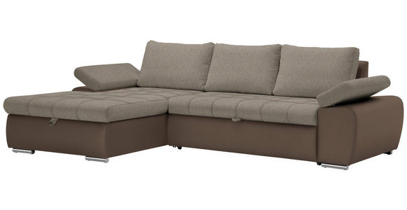 ECKSOFA in Flachgewebe Schlammfarben, Beige  - Schlammfarben/Beige, Design, Kunststoff/Textil (175/271cm) - Xora