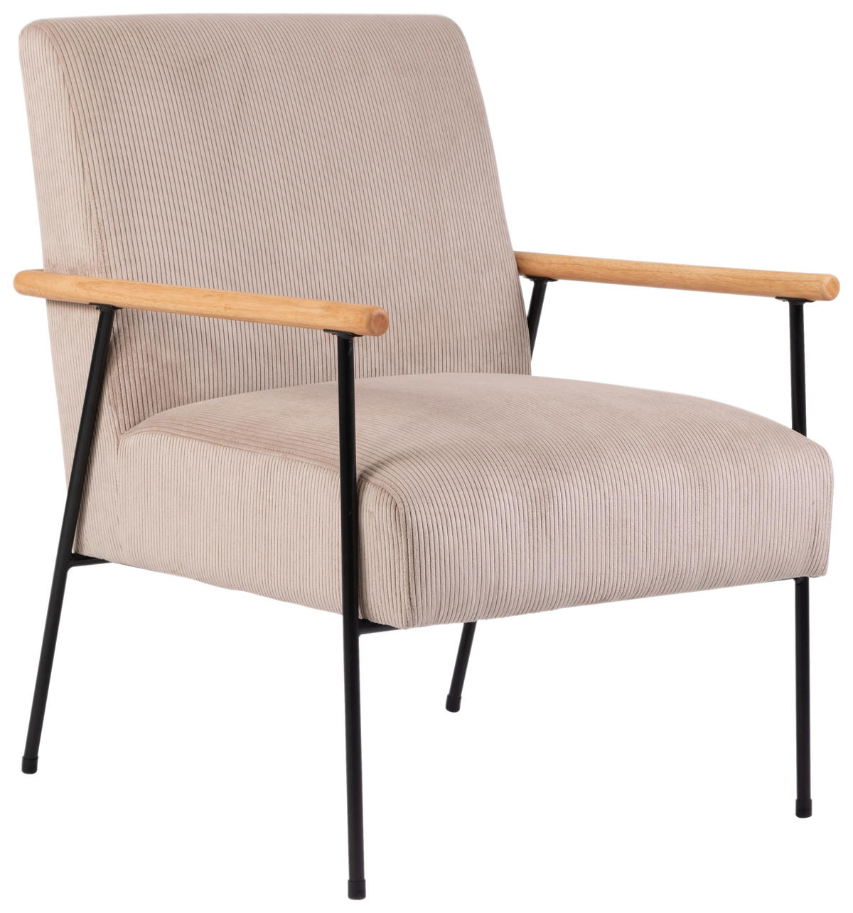 SESSEL in Cord Beige  - Beige/Schwarz, MODERN, Holz/Textil (63/83,5/75,5cm) - MID.YOU