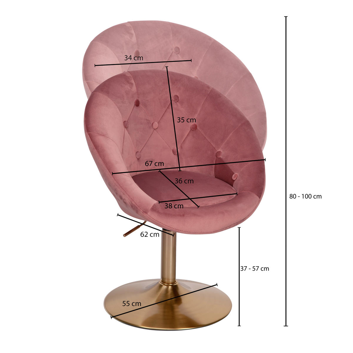 STUHL - Goldfarben/Rosa, KONVENTIONELL (67/100/62cm) - MID.YOU