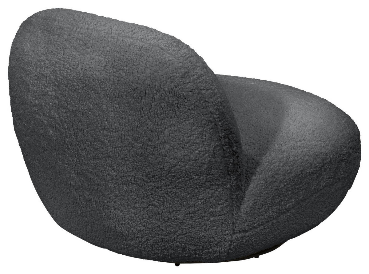 SESSEL in Teddystoff Anthrazit  - Anthrazit/Schwarz, MODERN, Textil/Metall (85/70/99cm) - MID.YOU