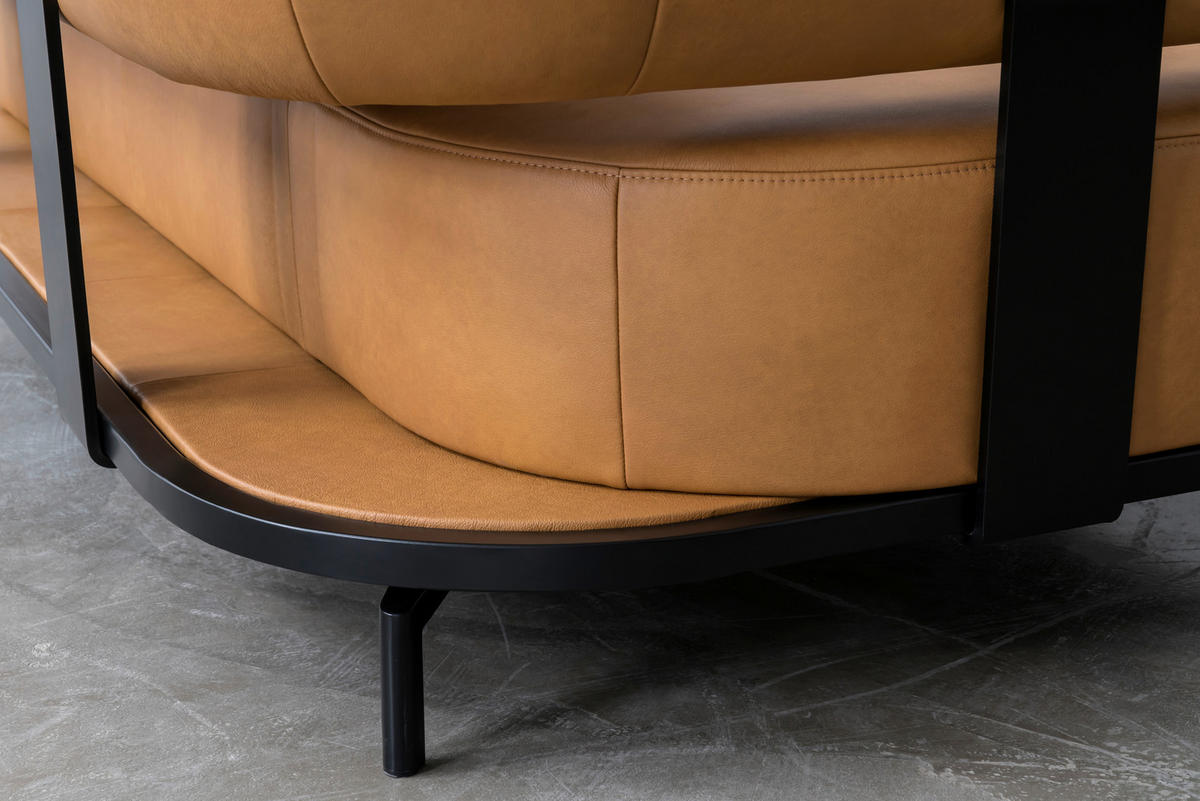 ECKSOFA in Echtleder Dunkelgelb  - Dunkelgelb/Schwarz, Design, Leder/Metall (282/222cm) - Dieter Knoll
