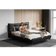 POLSTERBETT 180/200 cm,  in Anthrazit, gepolstertes Kopfteil,  - Anthrazit/Schwarz, Design, Leder/Metall (180/200cm) - Esposa
