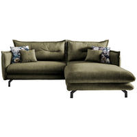 ECKSOFA in Velours Grün  - Türkis/Schwarz, Modern, Textil/Metall (255/180cm) - Livetastic